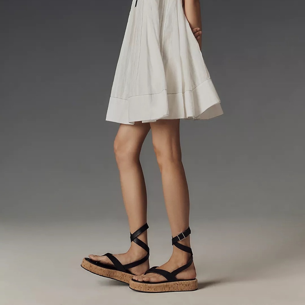 NWT - Schutz,Tessie Leather Platform Sandals, Black, 9.5 Black Strappy Sandals - Picture 4 of 4